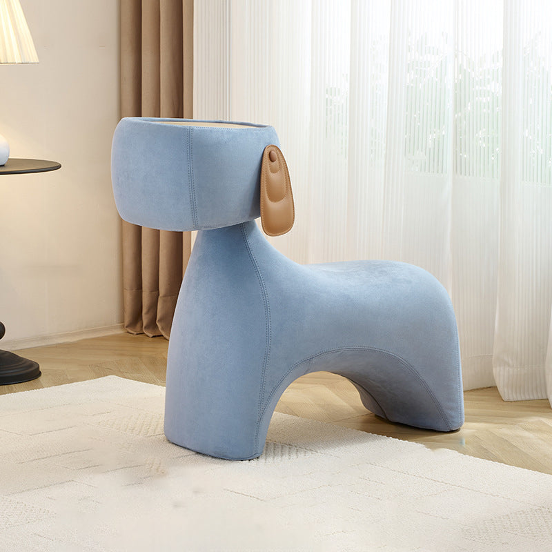 Contemporary Creative Dog Design Carbon Steel Brushed Velvet Kids Stool With Rotatable Head For Living Room Cuvalon