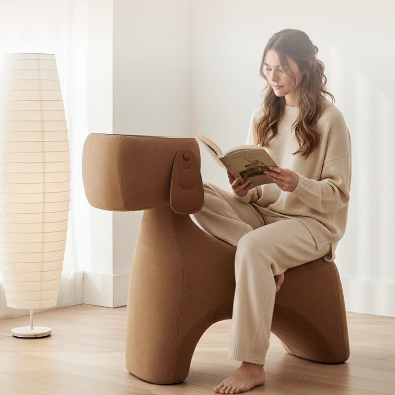 Contemporary Creative Dog Design Carbon Steel Brushed Velvet Kids Stool With Rotatable Head For Living Room Cuvalon