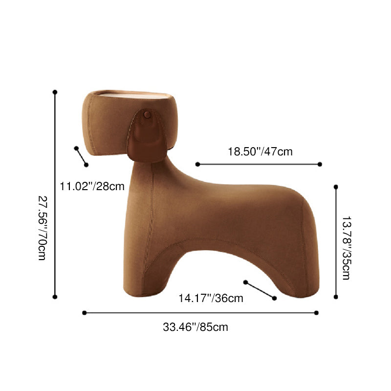 Contemporary Creative Dog Design Carbon Steel Brushed Velvet Kids Stool With Rotatable Head For Living Room Cuvalon