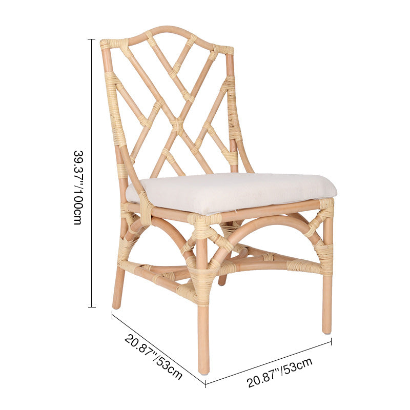 Contemporary Scandinavian Handwoven Natural Rattan Dining Chair With Waterproof Cushioned - Back Chair For Indoor & Outdoor Use Cuvalon
