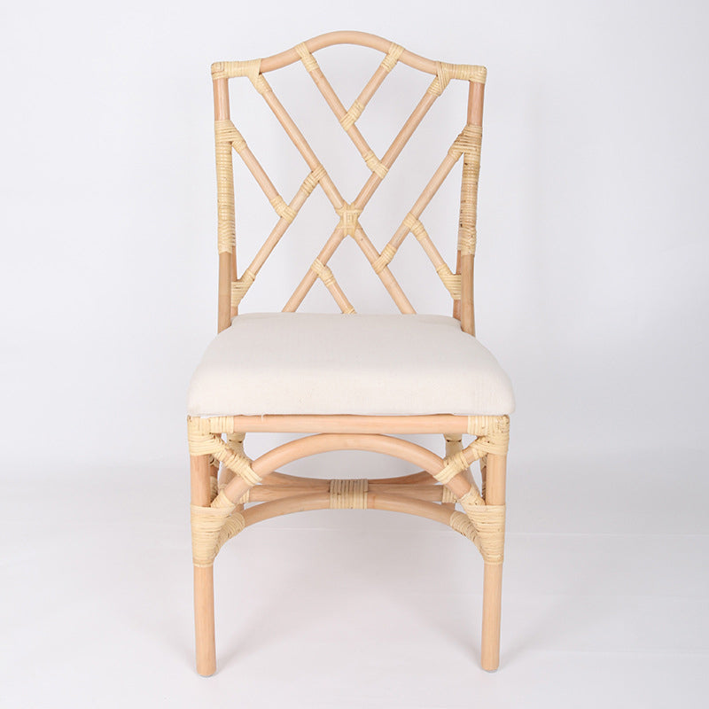 Contemporary Scandinavian Handwoven Natural Rattan Dining Chair With Waterproof Cushioned - Back Chair For Indoor & Outdoor Use Cuvalon