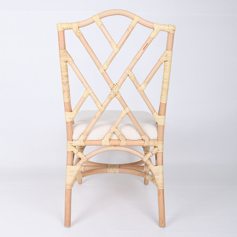 Contemporary Scandinavian Handwoven Natural Rattan Dining Chair With Waterproof Cushioned - Back Chair For Indoor & Outdoor Use Cuvalon