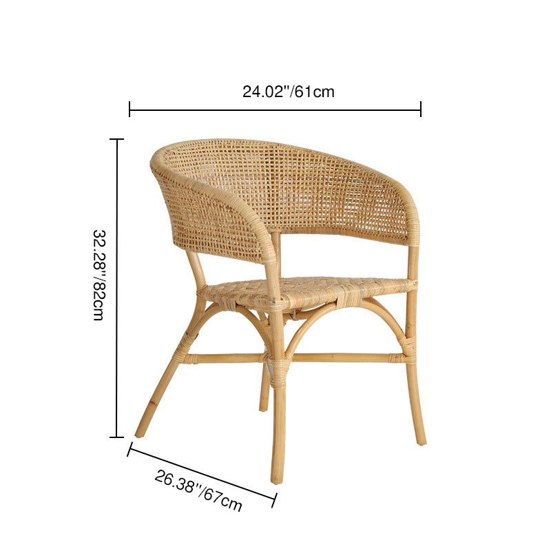 Contemporary Nordic Natural Rattan Weaving Dining Chair - Patio Chair For Dining Room & Outdoor Cuvalon