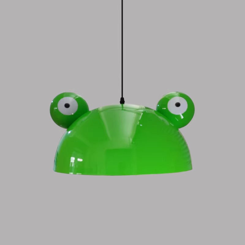 Contemporary Creative Kids Frog-Shaped Iron 1-Light Pendant Light For Dining Room Cuvalon