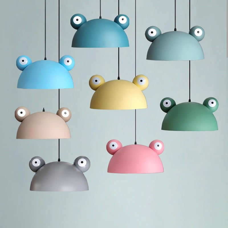 Contemporary Creative Kids Frog-Shaped Iron 1-Light Pendant Light For Dining Room Cuvalon