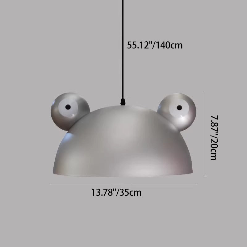 Contemporary Creative Kids Frog-Shaped Iron 1-Light Pendant Light For Dining Room Cuvalon
