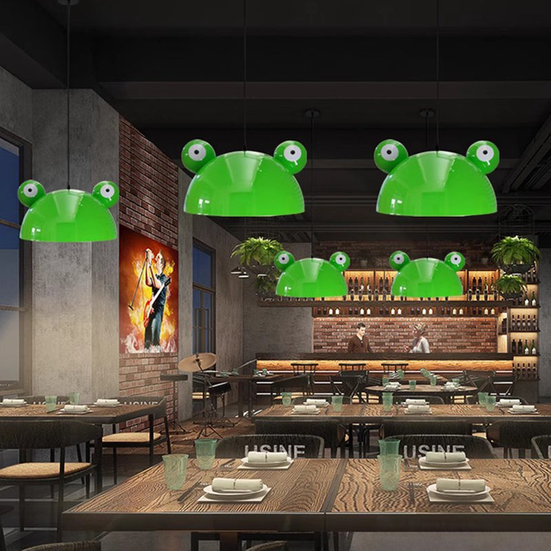 Contemporary Creative Kids Frog-Shaped Iron 1-Light Pendant Light For Dining Room Cuvalon
