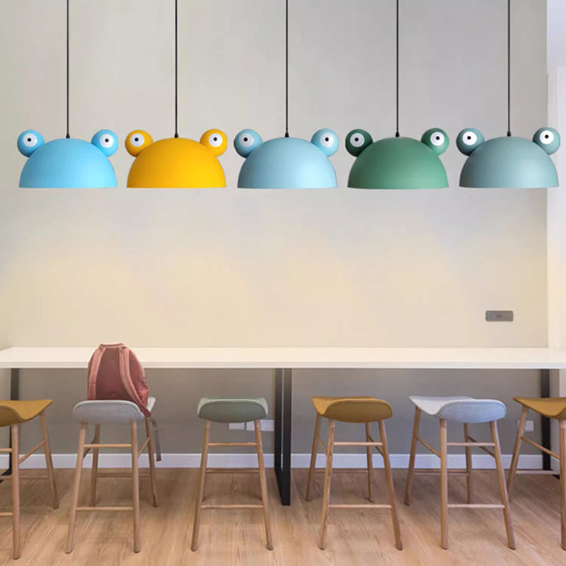 Contemporary Creative Kids Frog-Shaped Iron 1-Light Pendant Light For Dining Room Cuvalon