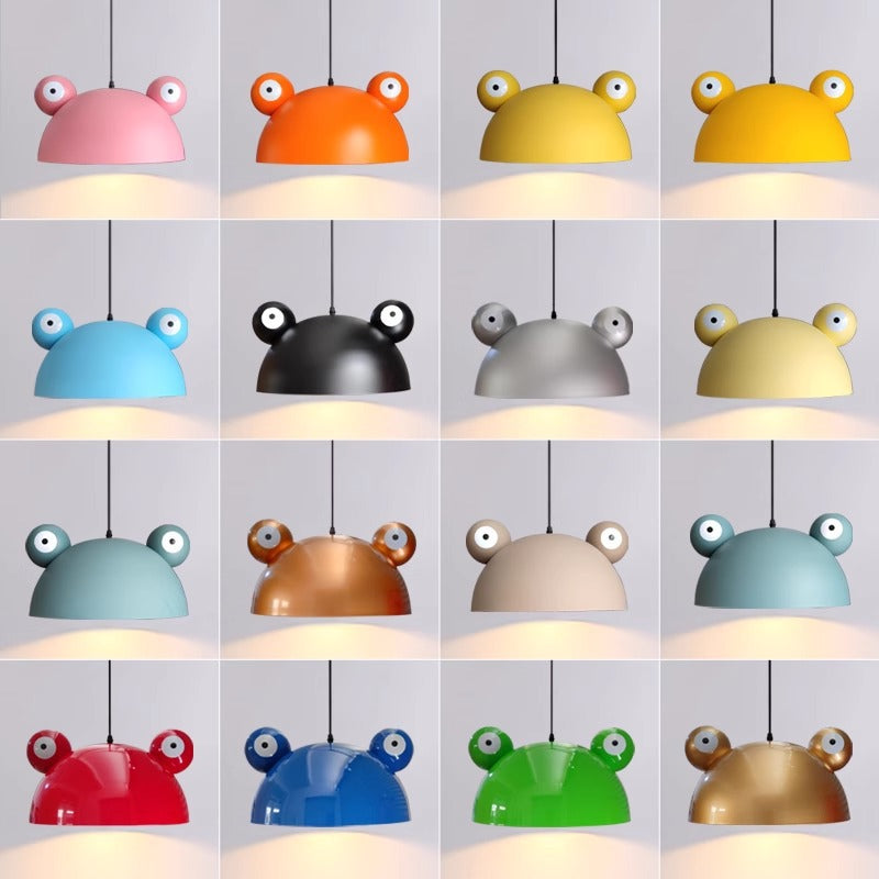 Contemporary Creative Kids Frog-Shaped Iron 1-Light Pendant Light For Dining Room Cuvalon