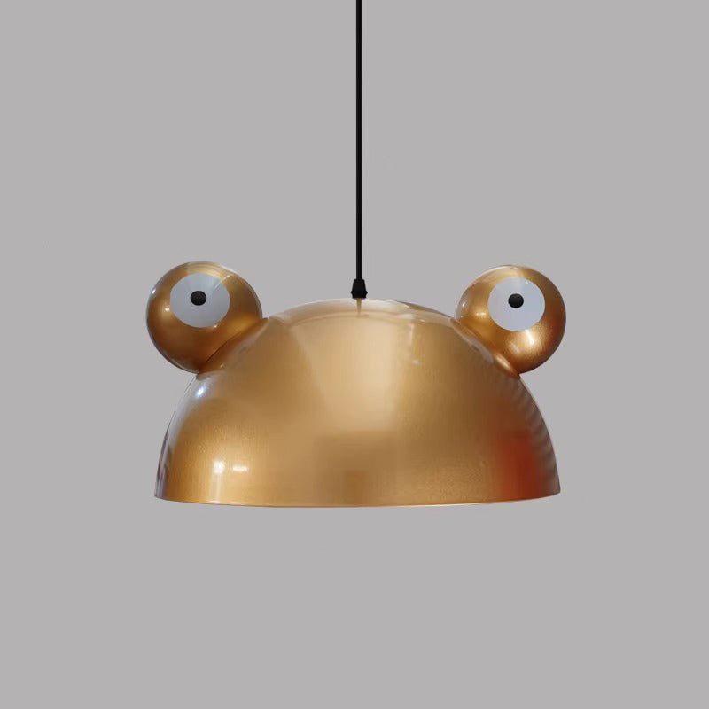 Contemporary Creative Kids Frog-Shaped Iron 1-Light Pendant Light For Dining Room Cuvalon