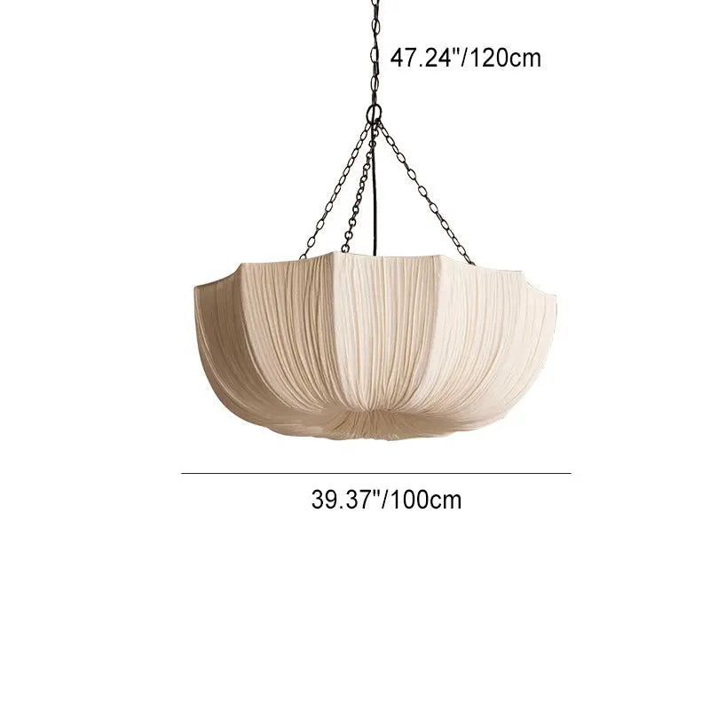Traditional French Petal Semicircular Fabric Lampshade Iron 3/5 - Light Chandelier For Dining Room Cuvalon