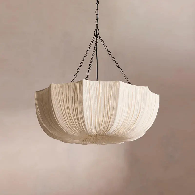 Traditional French Petal Semicircular Fabric Lampshade Iron 3/5 - Light Chandelier For Dining Room Cuvalon
