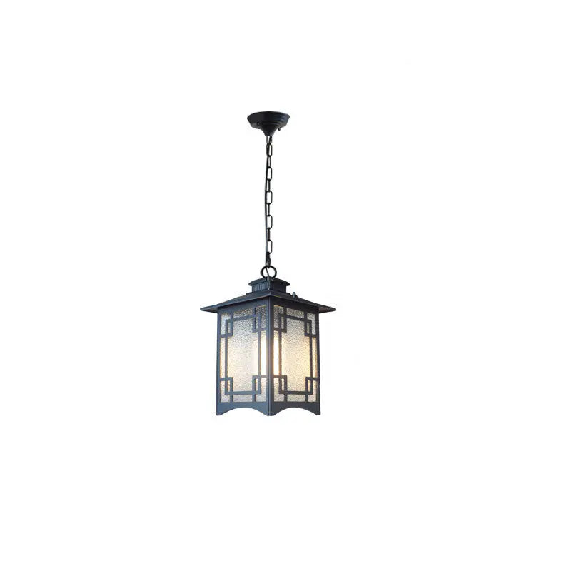 Traditional Chinese Dome Waterproof Square Cube Aluminum Iron Glass 1 - Light Pendant Light For Outdoor Patio Cuvalon