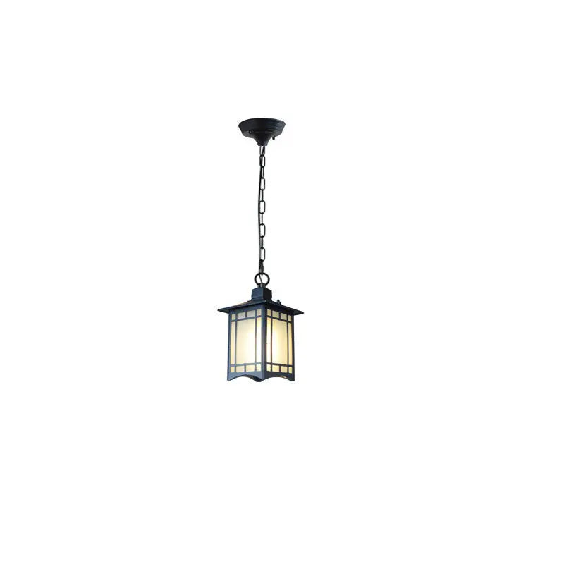 Traditional Chinese Dome Waterproof Square Cube Aluminum Iron Glass 1 - Light Pendant Light For Outdoor Patio Cuvalon