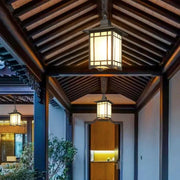 Traditional Chinese Dome Waterproof Square Cube Aluminum Iron Glass 1 - Light Pendant Light For Outdoor Patio Cuvalon