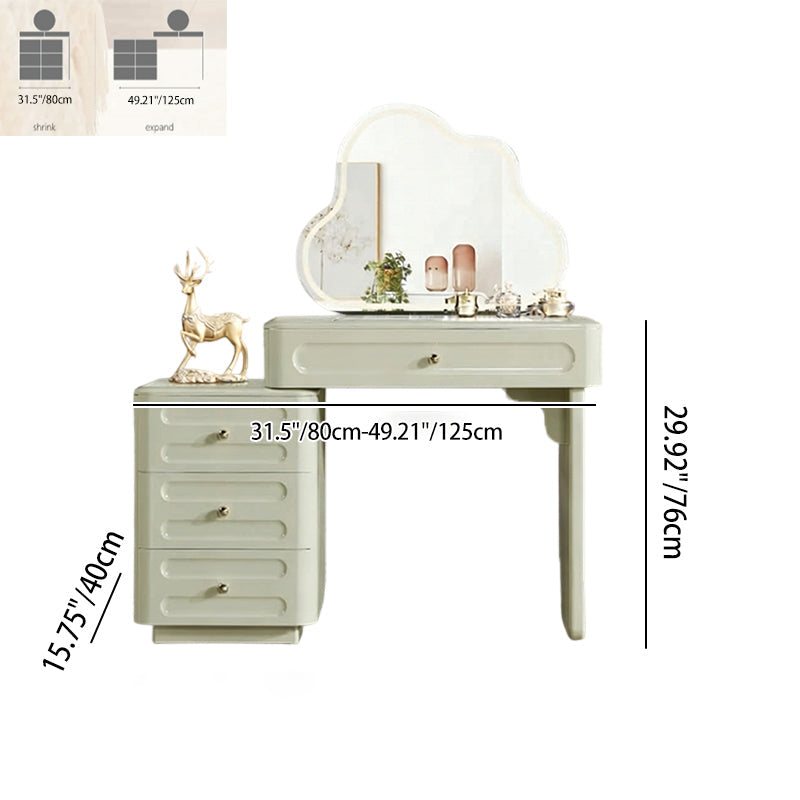 Expandable Modern Vanity Desk With 3-Drawer Cabinet - MDF & Solid Particle Board Minimalist Makeup Vanity With Storage For Bedroom Cuvalon