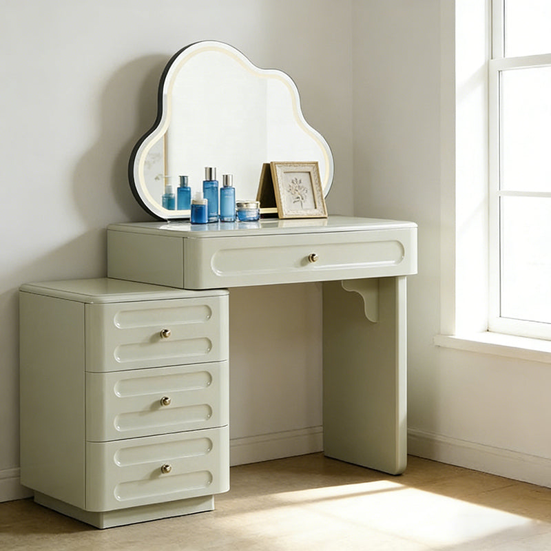Expandable Modern Vanity Desk With 3-Drawer Cabinet - MDF & Solid Particle Board Minimalist Makeup Vanity With Storage For Bedroom Cuvalon