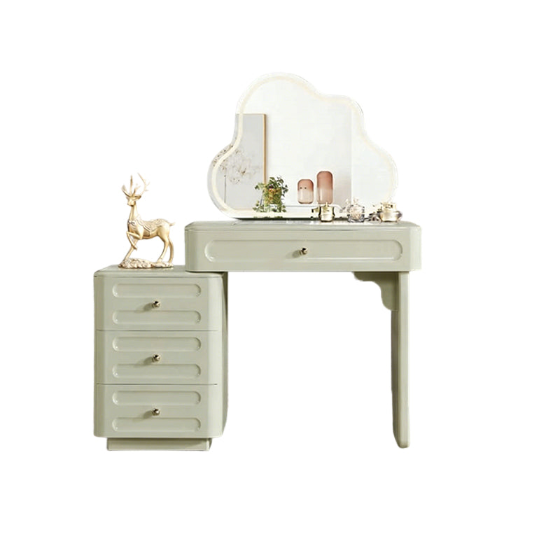 Expandable Modern Vanity Desk With 3-Drawer Cabinet - MDF & Solid Particle Board Minimalist Makeup Vanity With Storage For Bedroom Cuvalon