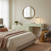 Space-Saving Expandable Dressing Table With Storage - Modern Minimalist MDF & Solid Particle Board Makeup Vanity With 8 Drawers For Bedroom Cuvalon