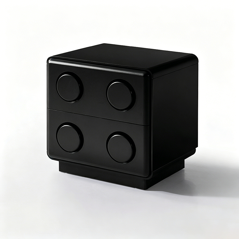 Contemporary Creative MDF Nightstand - Block-Inspired 2-Drawer Bedside Storage Cabinet With Rounded Edges & Built-in Knob Handles For Bedroom Cuvalon