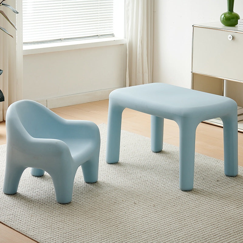 Modern Minimalist Rectangular PE Kids Desk & Chair Set For Bedroom & Living Room Cuvalon