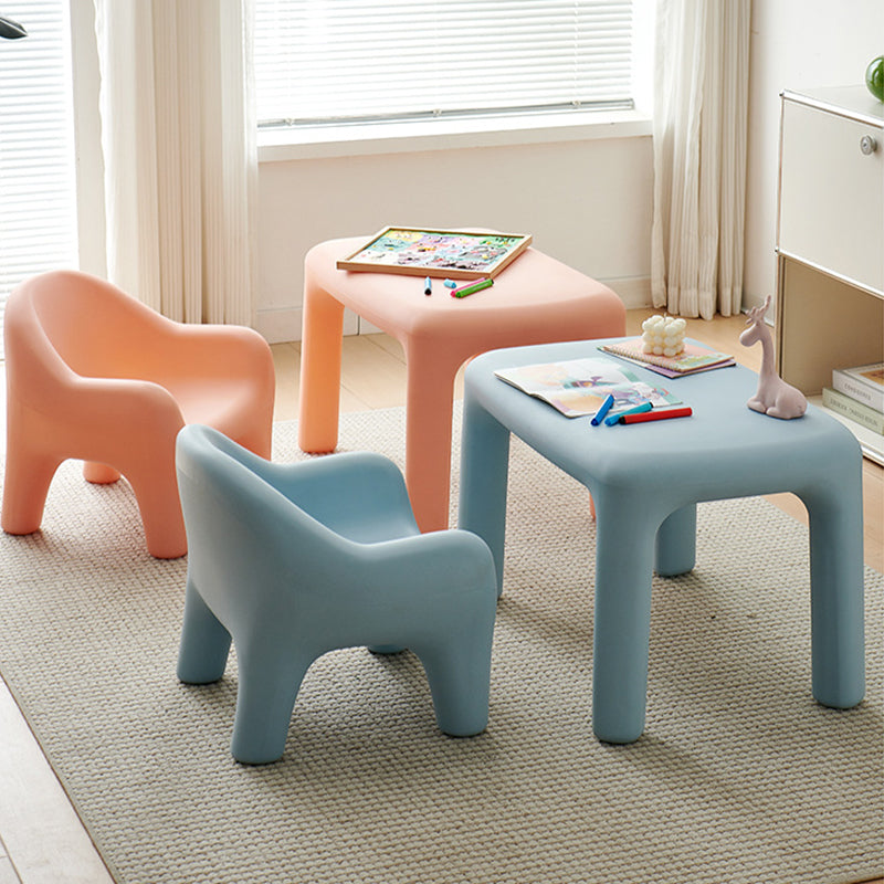 Modern Minimalist Rectangular PE Kids Desk & Chair Set For Bedroom & Living Room Cuvalon