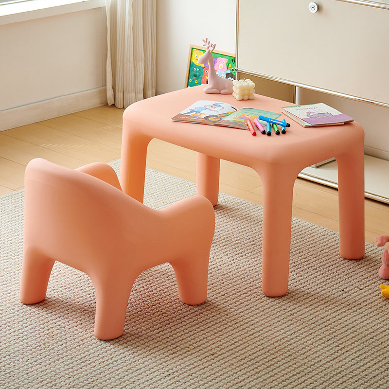 Modern Minimalist Rectangular PE Kids Desk & Chair Set For Bedroom & Living Room Cuvalon