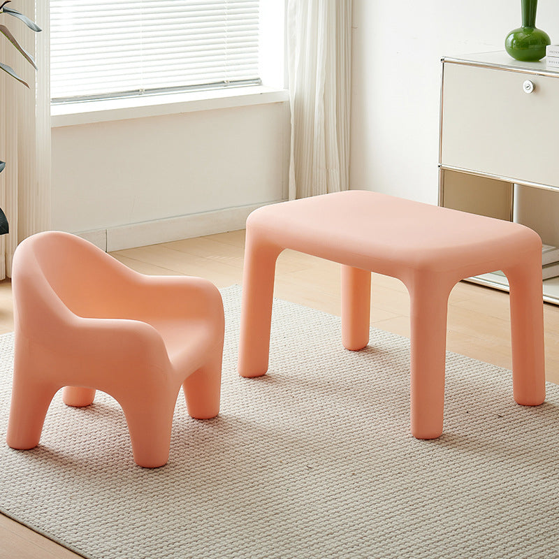 Modern Minimalist Rectangular PE Kids Desk & Chair Set For Bedroom & Living Room Cuvalon