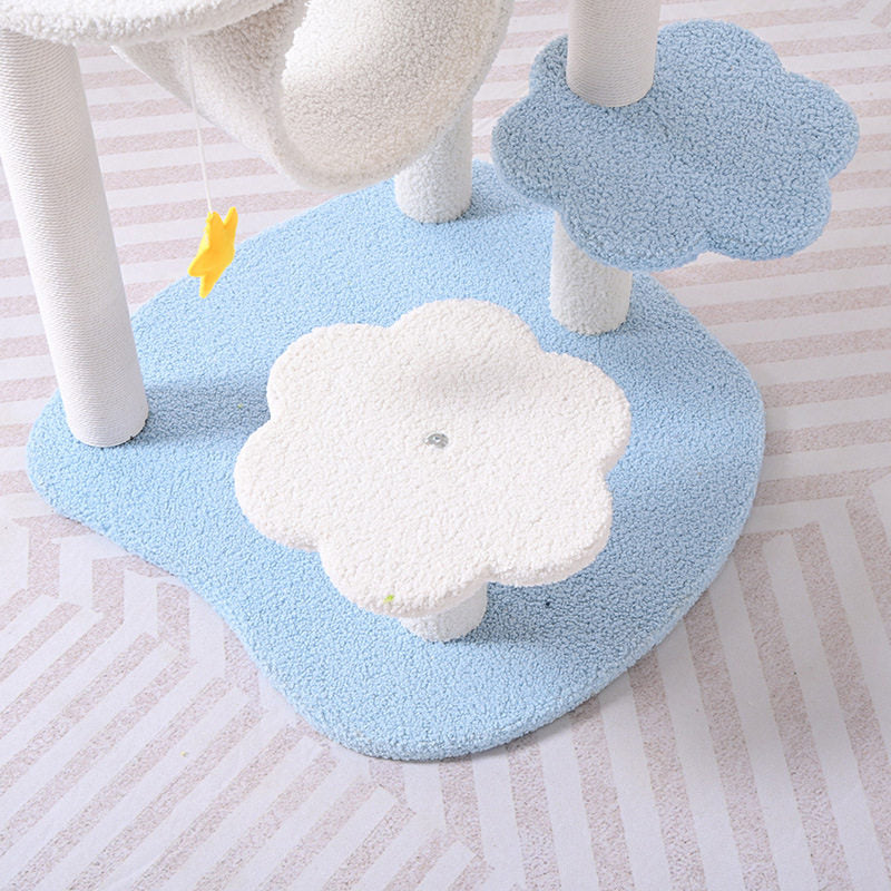 Contemporary Creative Round Medium-Density Fiberboard Velvet Fabric Hemp Rope 1-Condo 2/3-Perch Cat Tree For Living Room Cuvalon