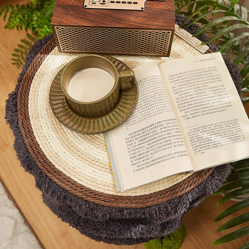 Contemporary Creative Round Medium-Density Fiberboard Velvet Fabric Sisal 1/2-Condo 1-Perch Cat Tree For Bedroom Cuvalon