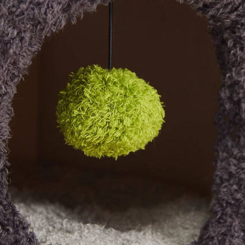 Contemporary Creative Round Medium-Density Fiberboard Velvet Fabric Sisal 1/2-Condo 1-Perch Cat Tree For Bedroom Cuvalon