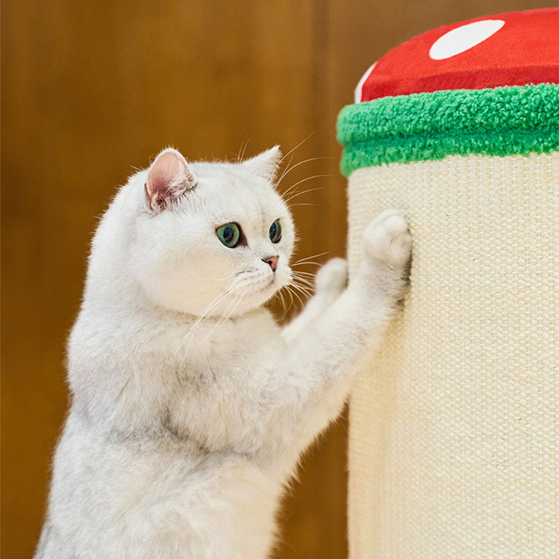 Contemporary Creative Round Particleboard Paper Tube Corduroy Hemp Rope 2-Condo 4-Perch Cat Tree For Bedroom Cuvalon