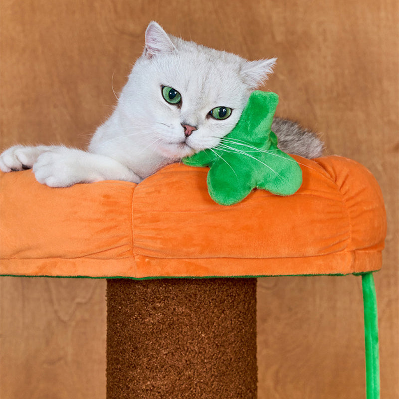 Contemporary Creative Round Particleboard Paper Tube Corduroy Hemp Rope 2-Condo 4-Perch Cat Tree For Bedroom Cuvalon