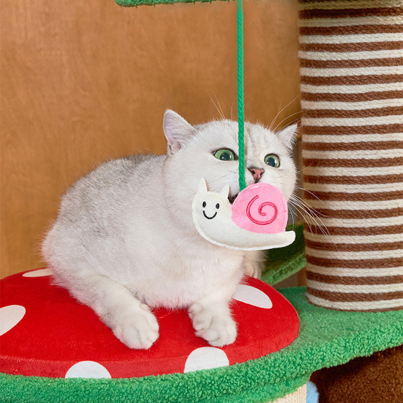 Contemporary Creative Round Particleboard Paper Tube Corduroy Hemp Rope 2-Condo 4-Perch Cat Tree For Bedroom Cuvalon