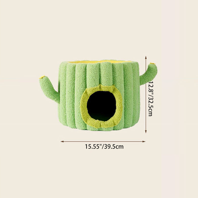 Contemporary Creative Round Velvet Fabric Hemp Rope 1-Condo Cat Bed For Bedroom Cuvalon