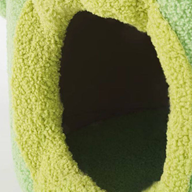 Contemporary Creative Round Velvet Fabric Hemp Rope 1-Condo Cat Bed For Bedroom Cuvalon