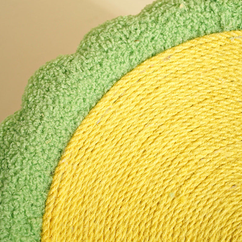 Contemporary Creative Round Velvet Fabric Hemp Rope 1-Condo Cat Bed For Bedroom Cuvalon