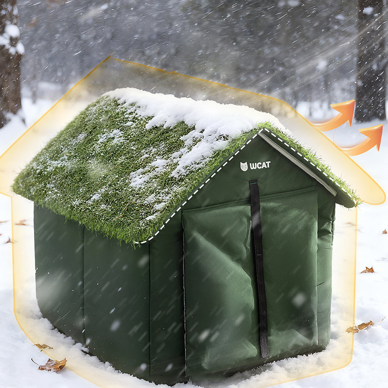 Contemporary Creative House-Shaped Oxford Fabric Non-Woven Fabric Anti-Slip Dotted Fabric PE Outdoor Waterproof Cat Bed Dog Bed With Door Curtain For Garden Cuvalon