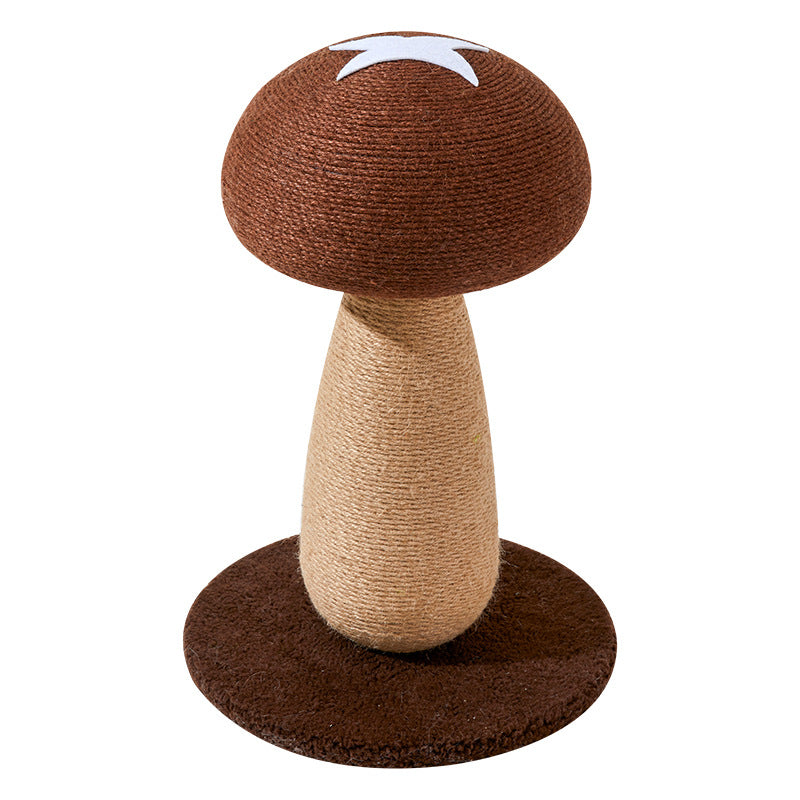 Contemporary Creative Mushroom-Shaped Cylindrical Medium Density Fiberboard Velvet Sisal Cat Scratching Post For Bedroom Cuvalon