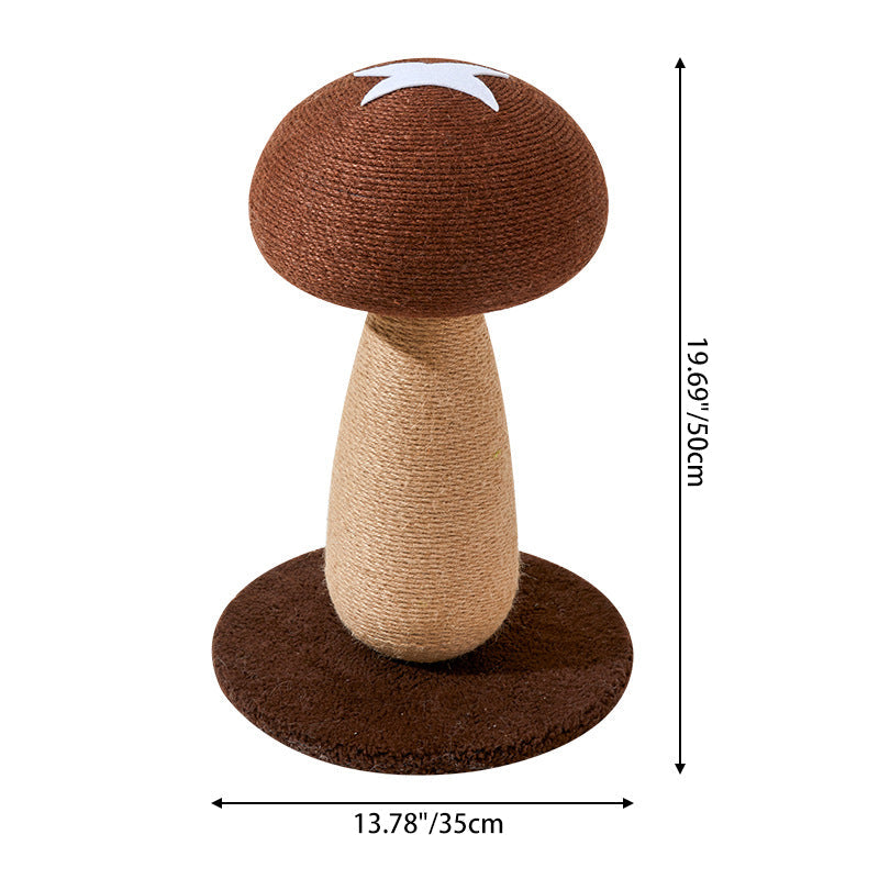 Contemporary Creative Mushroom-Shaped Cylindrical Medium Density Fiberboard Velvet Sisal Cat Scratching Post For Bedroom Cuvalon