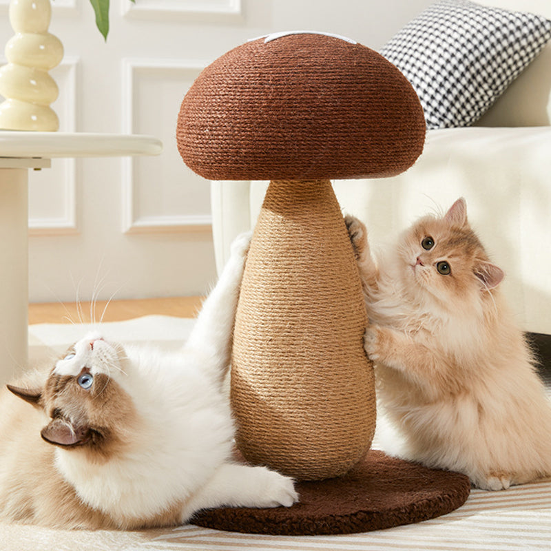 Contemporary Creative Mushroom-Shaped Cylindrical Medium Density Fiberboard Velvet Sisal Cat Scratching Post For Bedroom Cuvalon