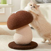 Contemporary Creative Mushroom-Shaped Cylindrical Medium Density Fiberboard Velvet Sisal Cat Scratching Post For Bedroom Cuvalon