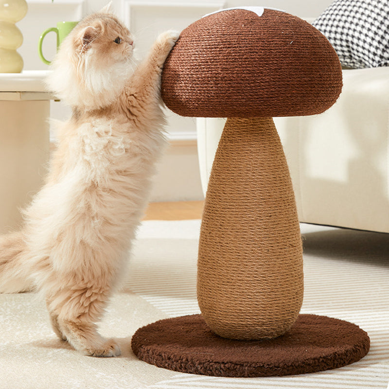 Contemporary Creative Mushroom-Shaped Cylindrical Medium Density Fiberboard Velvet Sisal Cat Scratching Post For Bedroom Cuvalon