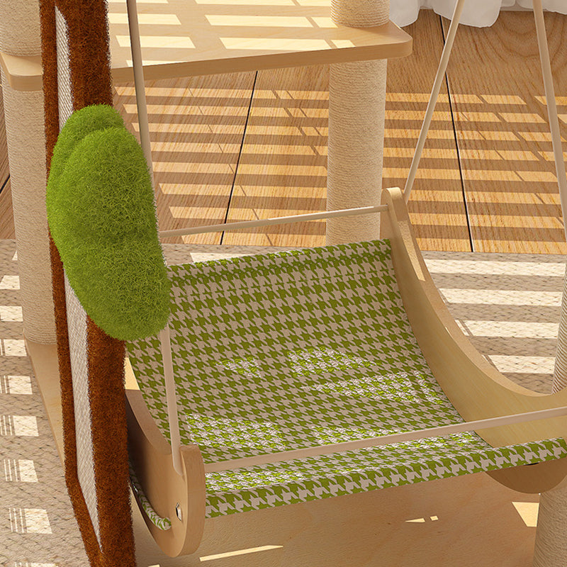 Contemporary Creative Treehouse Design Medium Density Fiberboard Sisal Kraft Paper Velvet Plastic Cotton-Linen Cat Tree & Condo 1-Hammock 1-Scratching Post For Living Room Cuvalon