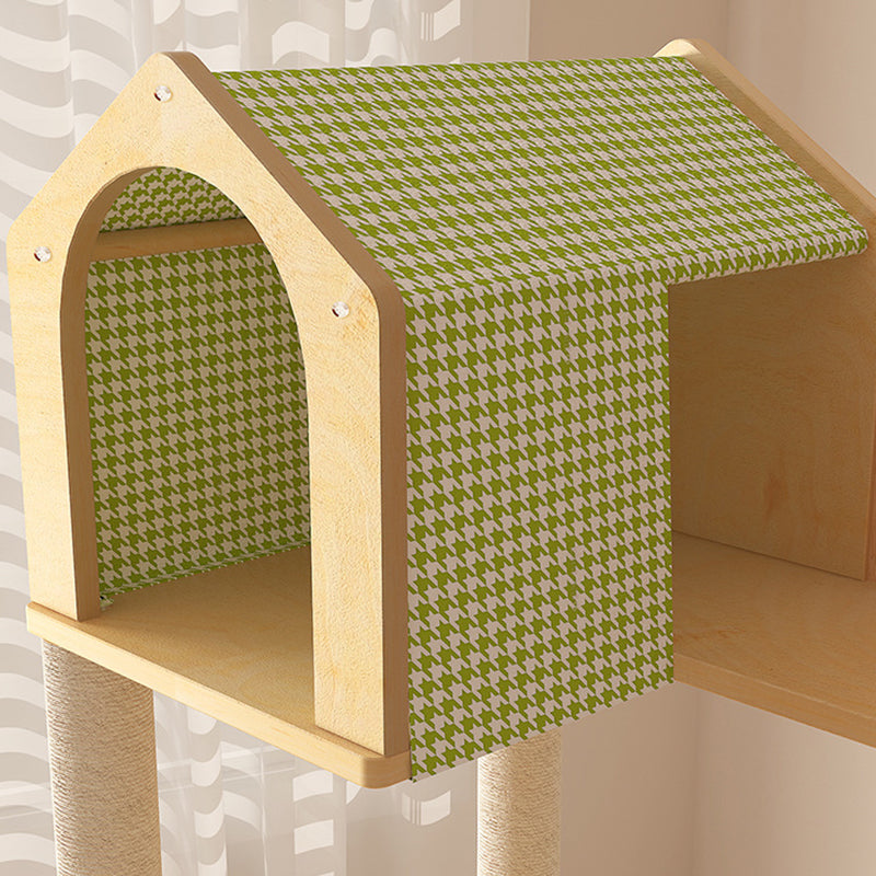 Contemporary Creative Treehouse Design Medium Density Fiberboard Sisal Kraft Paper Velvet Plastic Cotton-Linen Cat Tree & Condo 1-Hammock 1-Scratching Post For Living Room Cuvalon