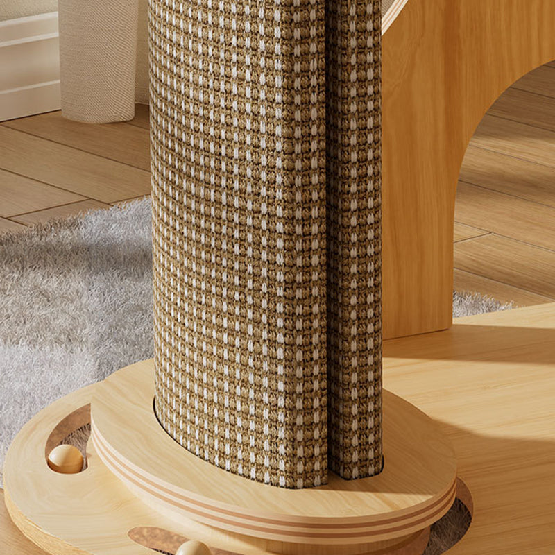 Modern Minimalist Rectangular Trapezoidal Cotton-Linen Medium Density Fiberboard Fabric Cat Tree & Condo 1-Perch 2-Scratching Post For Living Room Cuvalon