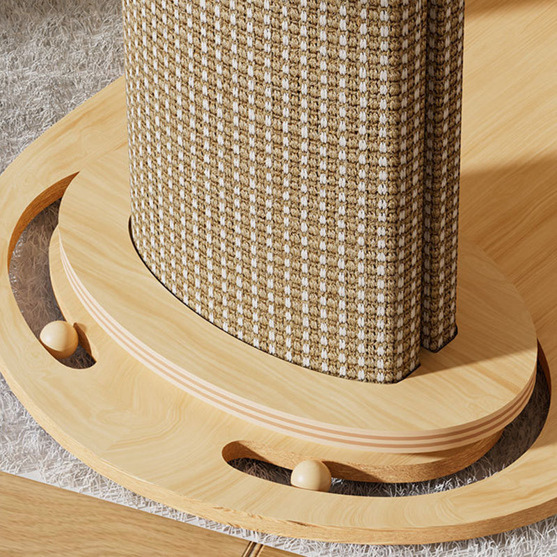 Modern Minimalist Rectangular Trapezoidal Cotton-Linen Medium Density Fiberboard Fabric Cat Tree & Condo 1-Perch 2-Scratching Post For Living Room Cuvalon
