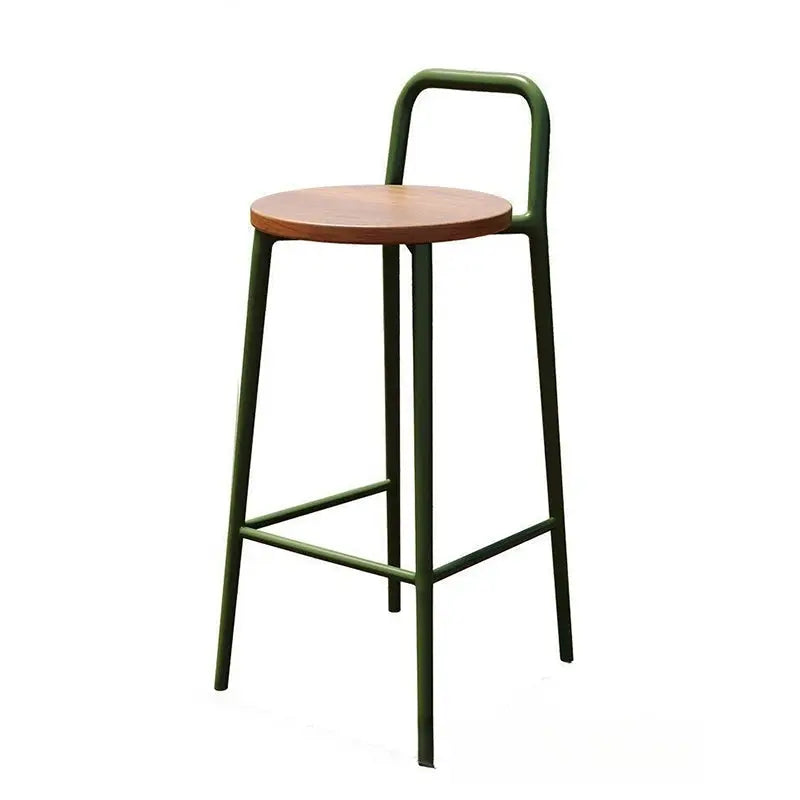 Contemporary Nordic Carbon Steel Solid Wood Rectangular Outdoor Bar Stool Backless For Outdoor Cuvalon