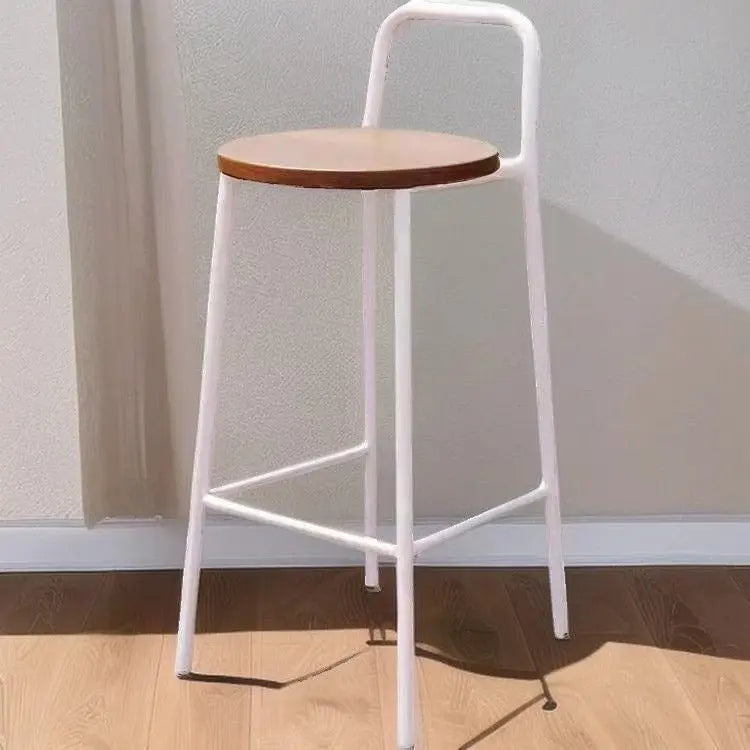 Contemporary Nordic Carbon Steel Solid Wood Rectangular Outdoor Bar Stool Backless For Outdoor Cuvalon