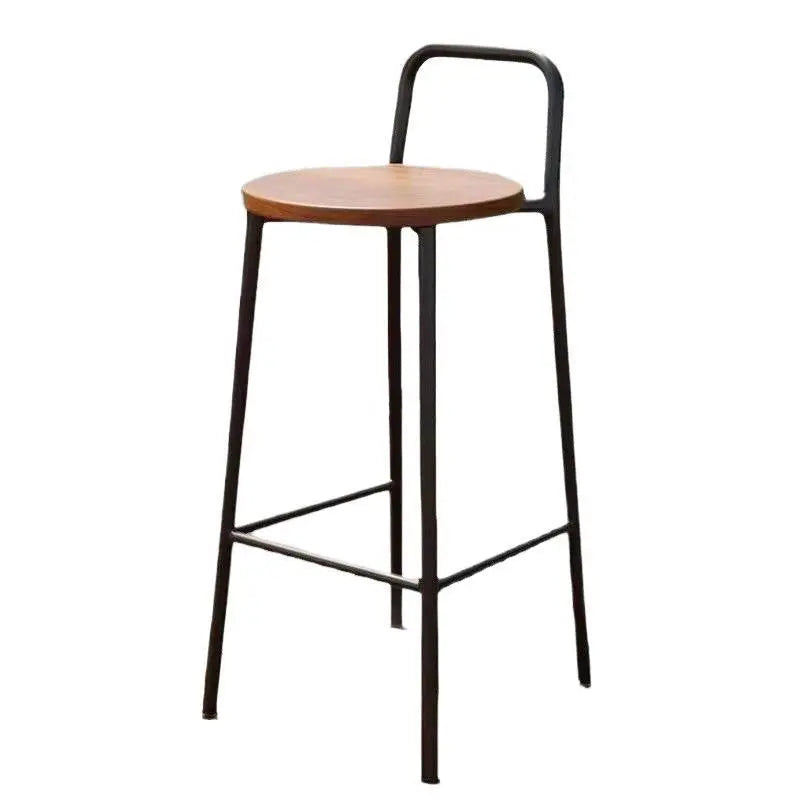 Contemporary Nordic Carbon Steel Solid Wood Rectangular Outdoor Bar Stool Backless For Outdoor Cuvalon